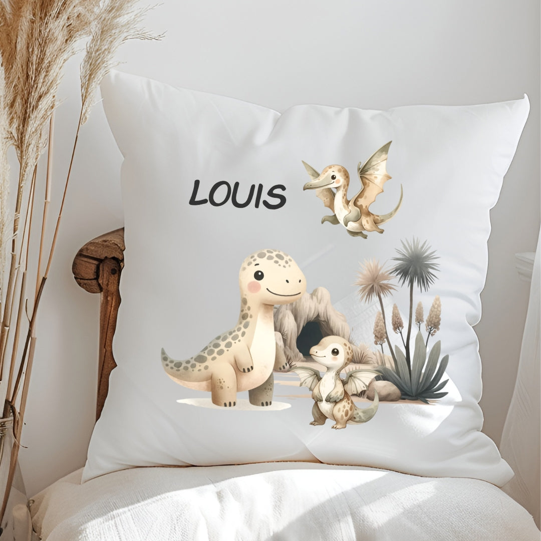 Personalisiertes Dinosaurier-Kissen mit Namen – Dino-Kuschelkissen