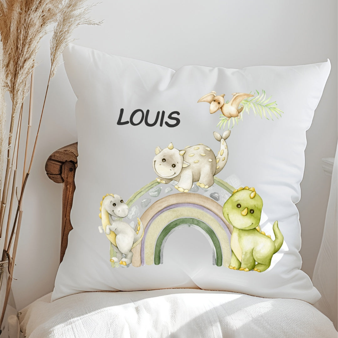 Personalisiertes Dinosaurier-Kissen mit Namen – Dino-Kuschelkissen