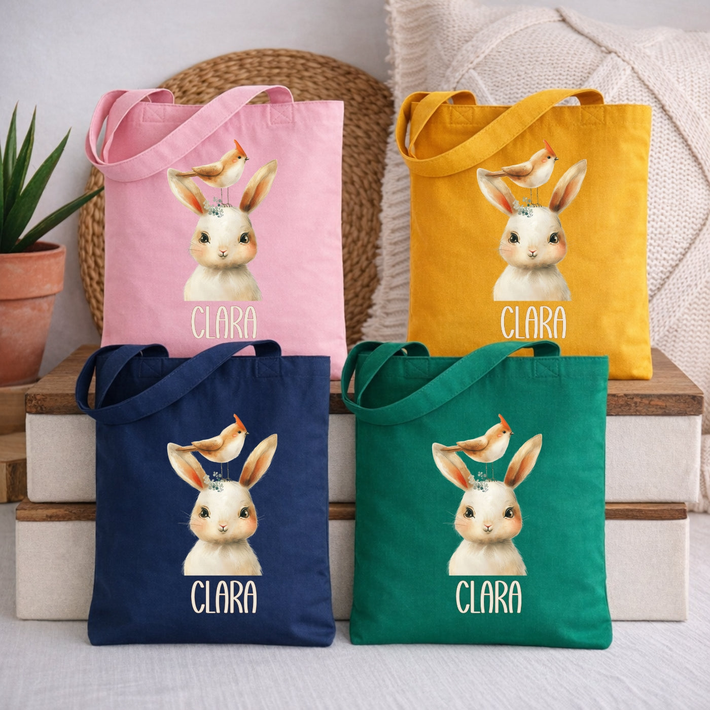 Personalisierte Kindertasche mit Tiermotiven – Stofftasche für Kindergarten