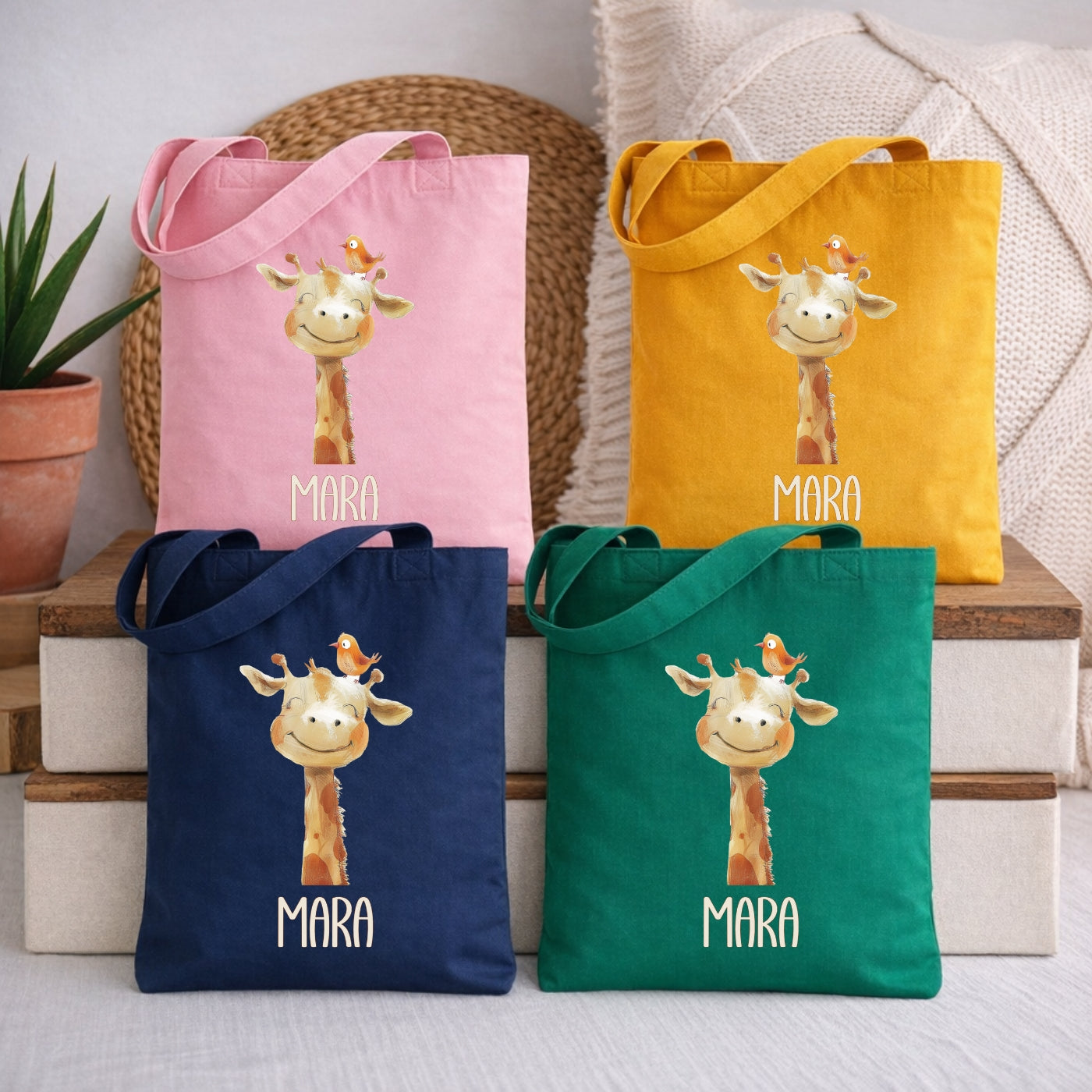 Personalisierte Kindertasche mit Tiermotiven – Stofftasche für Kindergarten