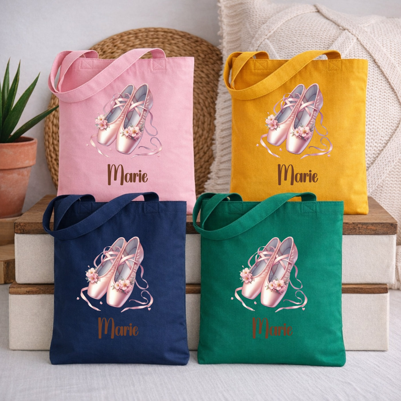 Personalisierte Stofftasche für Kinder mit Ballerina Motiv