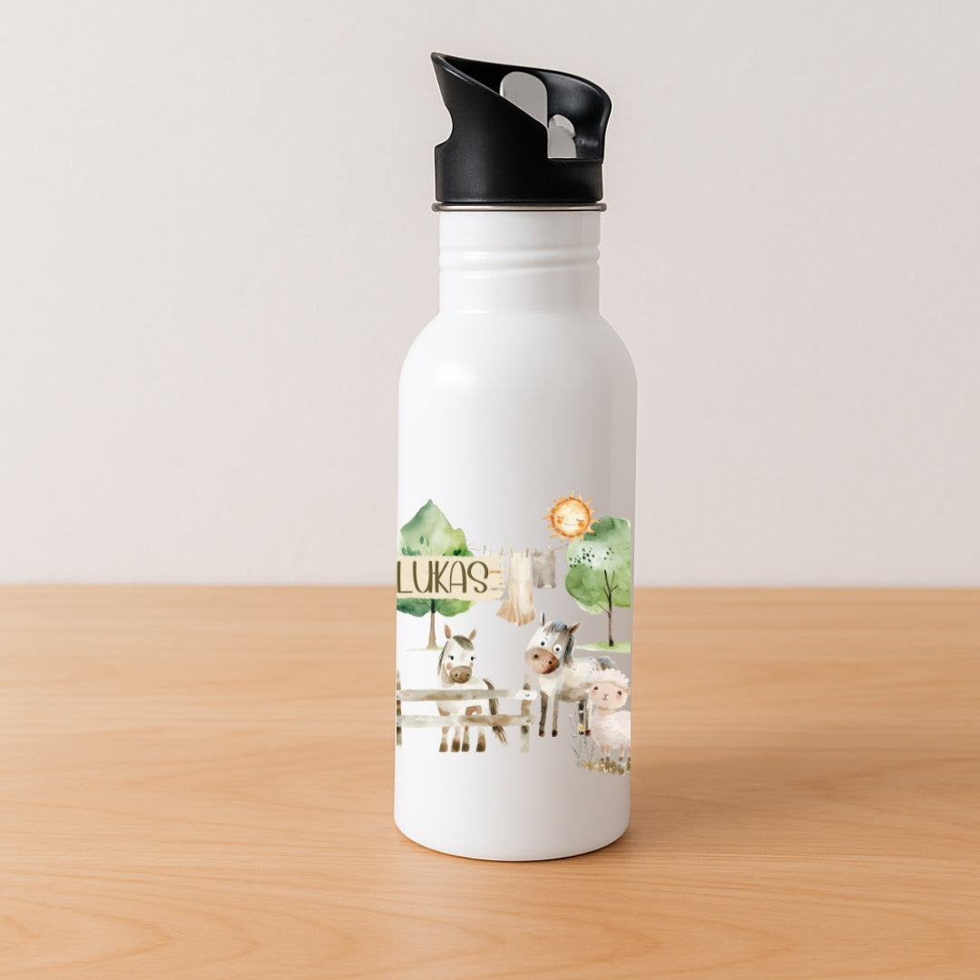 Personalisierte Kinder Trinkflasche  – Bauernhof-Motive