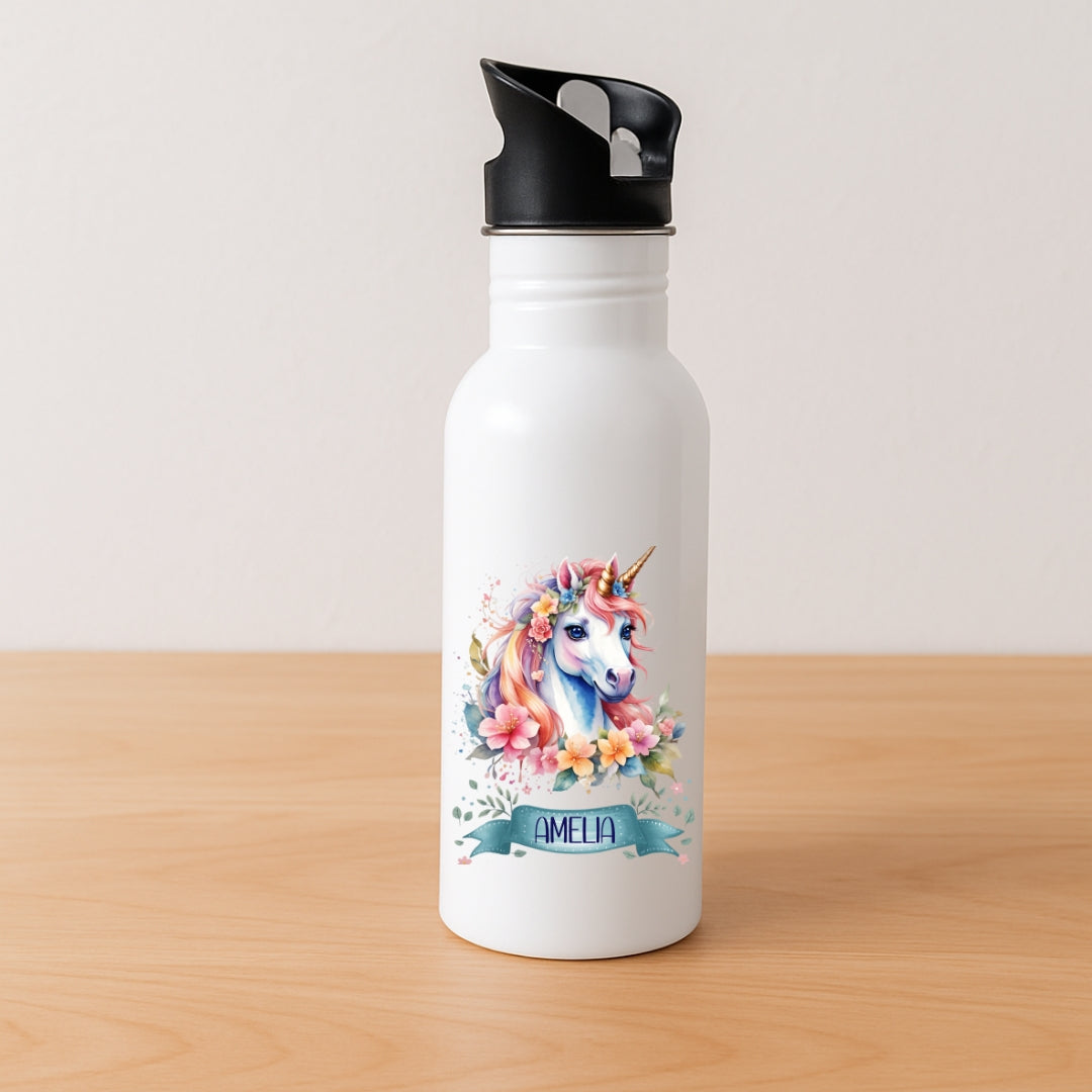 Kinder Trinkflasche Einhorn Motive mit Namen