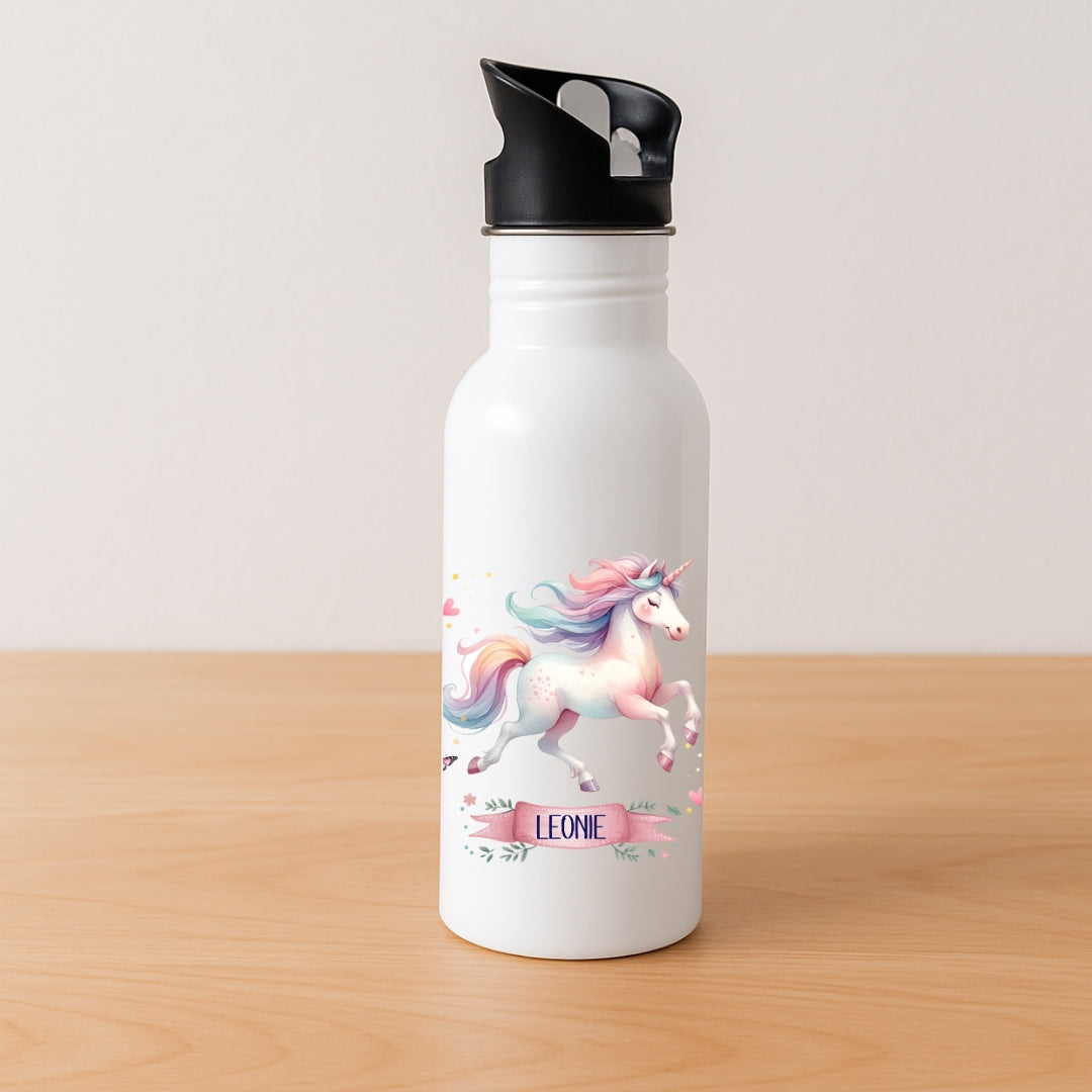 Kinder Trinkflasche Einhorn Motive mit Namen