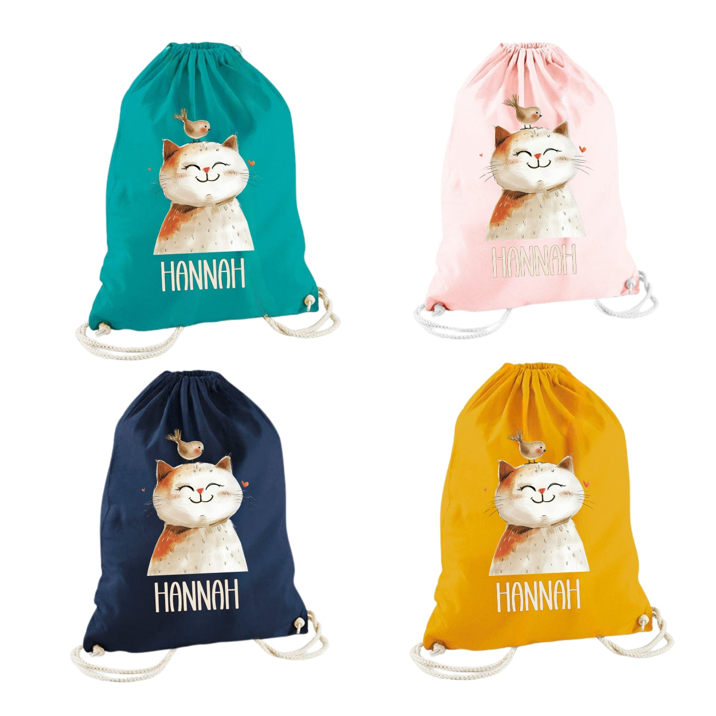 Turnbeutel mit Tiermotiven personalisiert