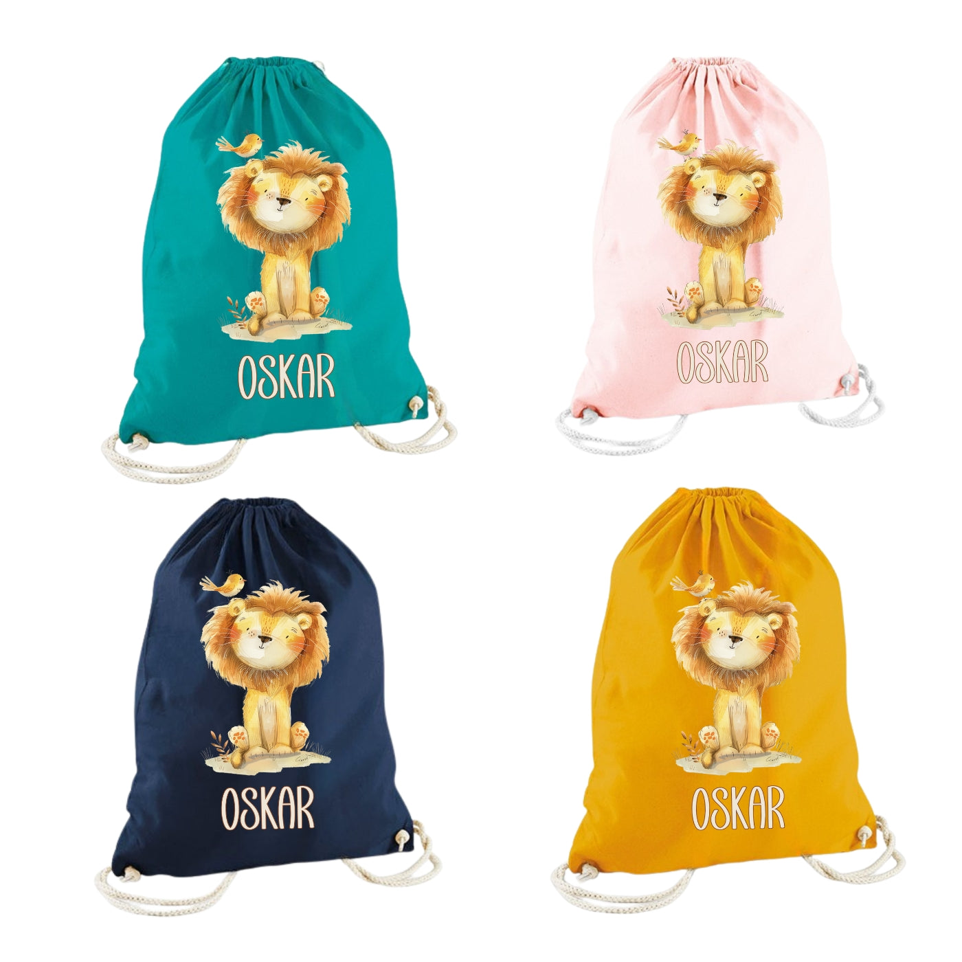 Turnbeutel mit Tiermotiven personalisiert