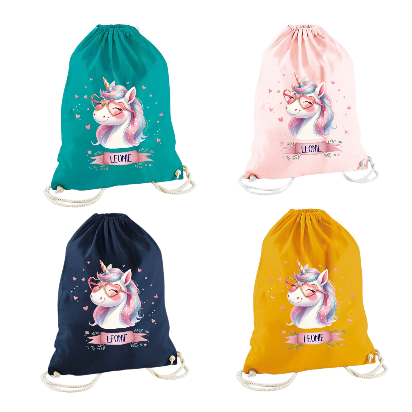 Turnbeutel Einhorn Mädchen personalisiert