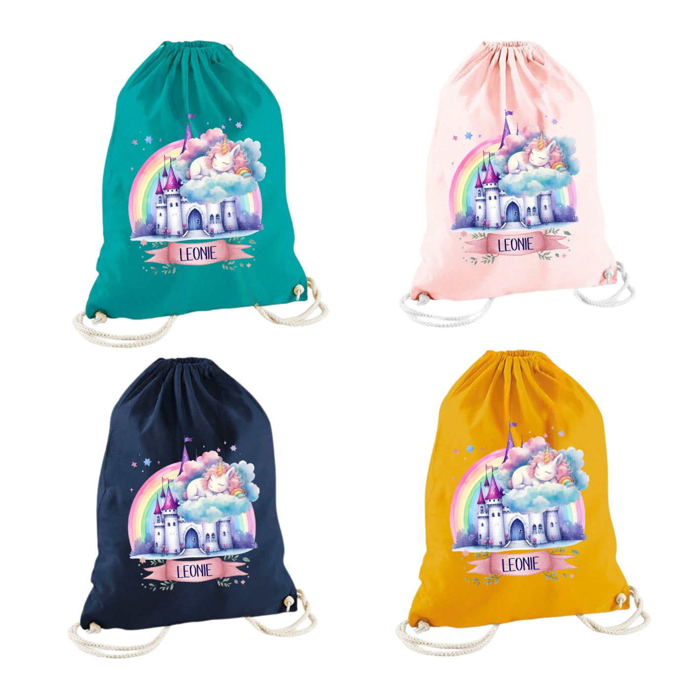 Turnbeutel Einhorn Mädchen personalisiert