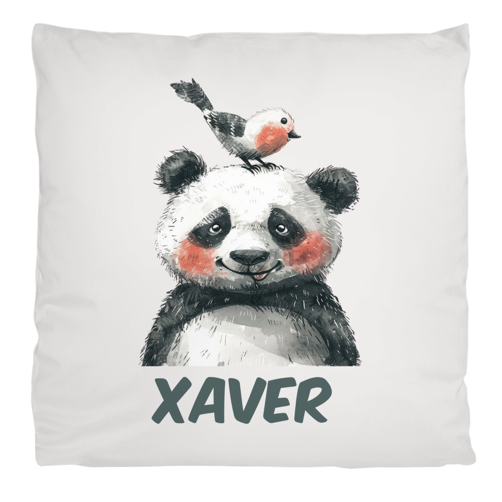 Personalisiertes Kissen mit bunten Tieren – Panda, Pinguin & mehr, 40x40 cm, weich & für Kinder geeignet

