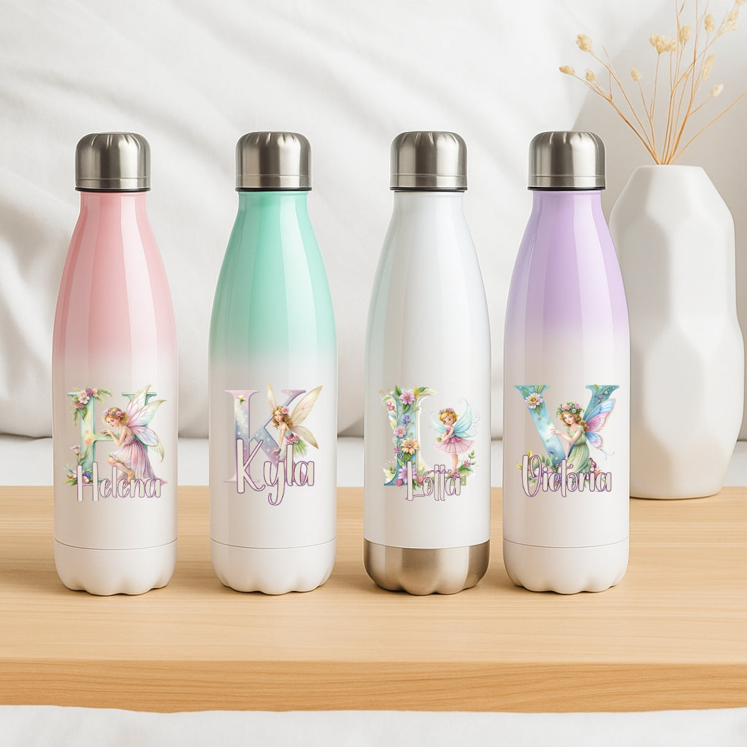 Personalisierte Thermoflasche Kinder mit Namen Fee Motiv für Schule und Kindergarten