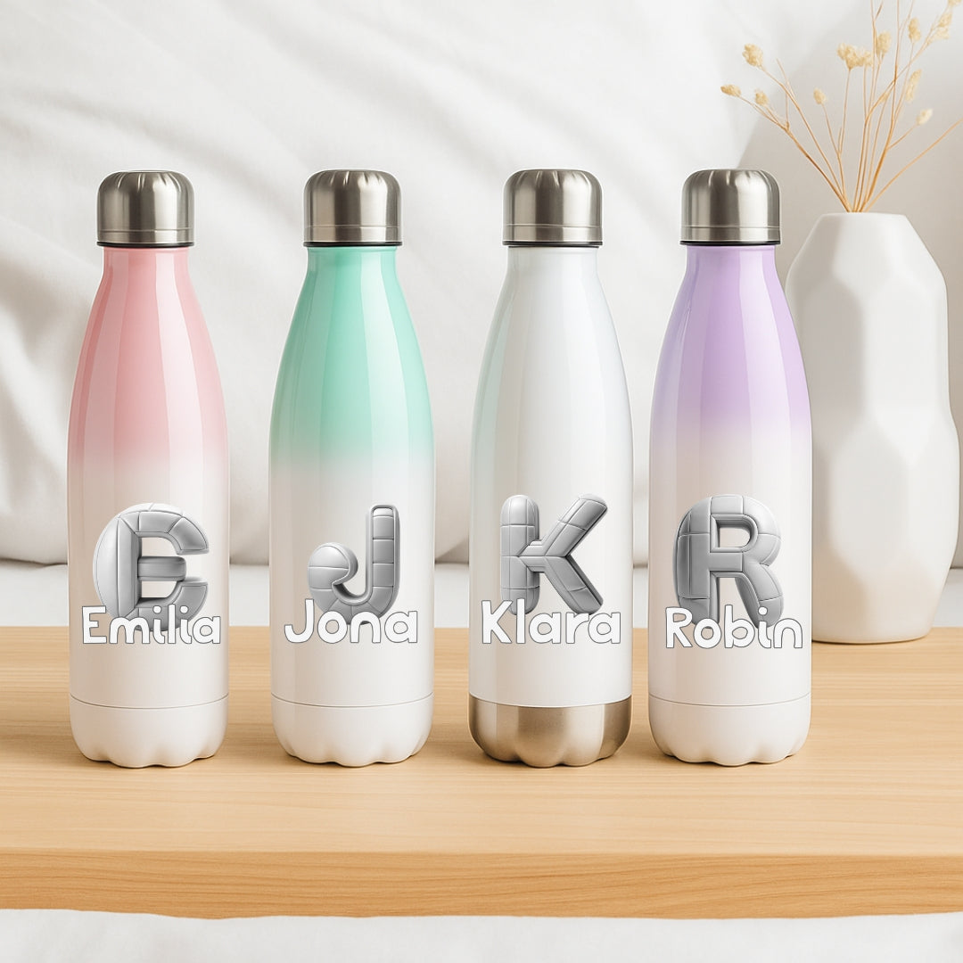 Personalisierte Thermoflasche Kinder mit Namen Volleyball Motiv für Schule und Kindergarten