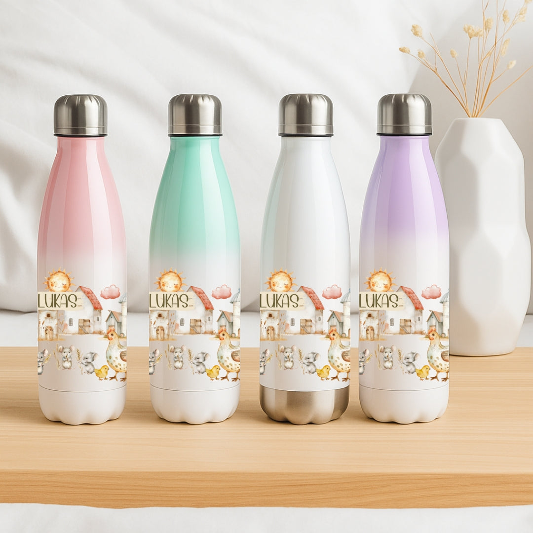 Personalisierte Trinkflasche für Kinder – Bauernhof Motive