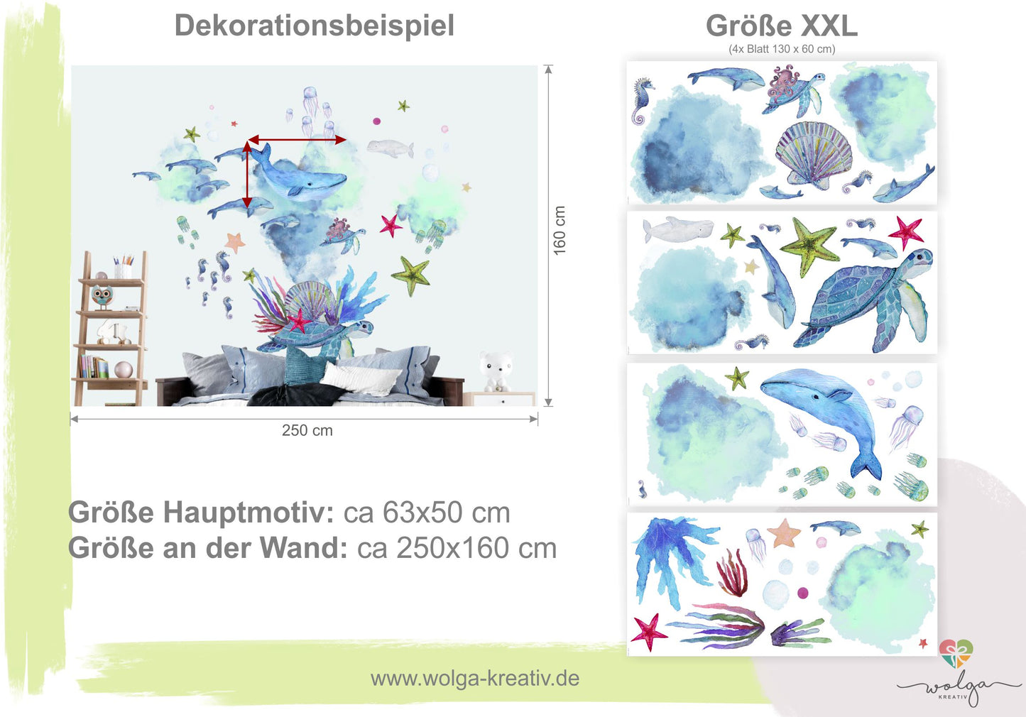 XXXL Wandsticker Wal Delfin Unterwasserwelt