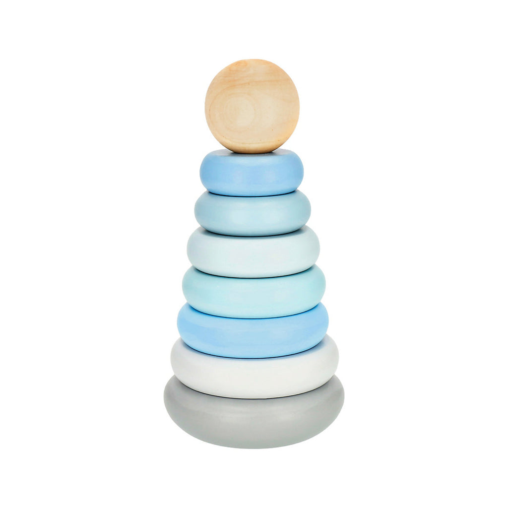 Bieco Baby Stapelturm Holz Baustein Pastell blau Steckpyramide Stapelspielzeug