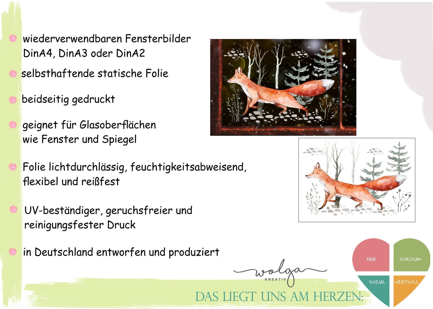 Fensterbild Weihnachtsdeko Hase im Wald - wolga-kreativ