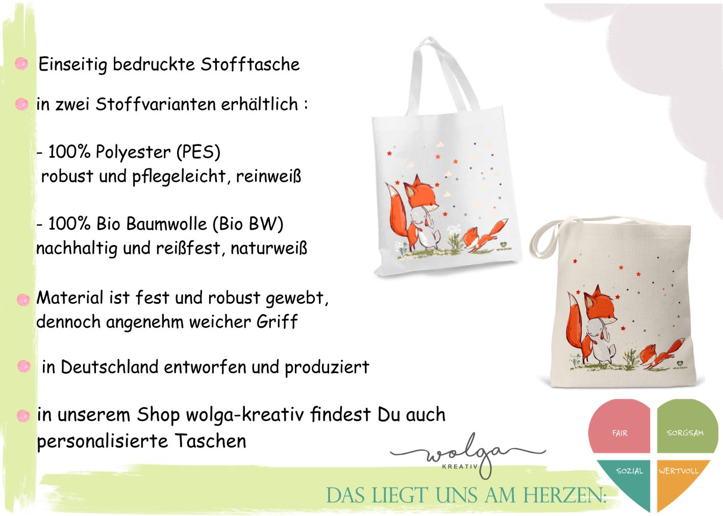 stofftasche bio baumwolle beschreibung  personalisiert wolga-kreativ