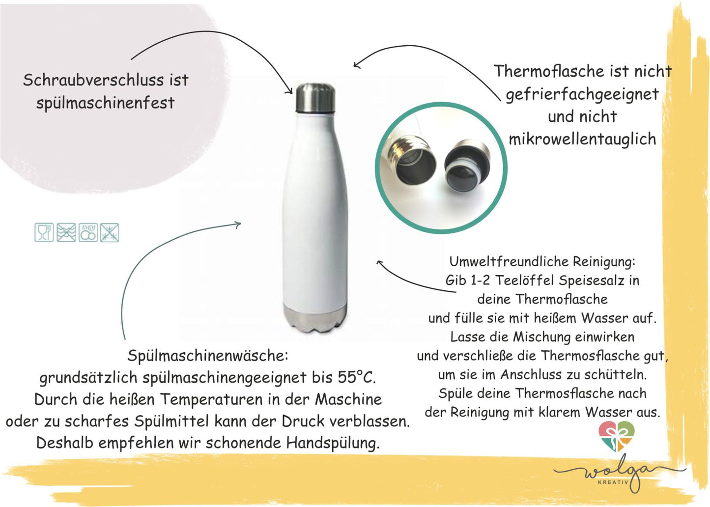 Thermoflasche Baukran Wunschname