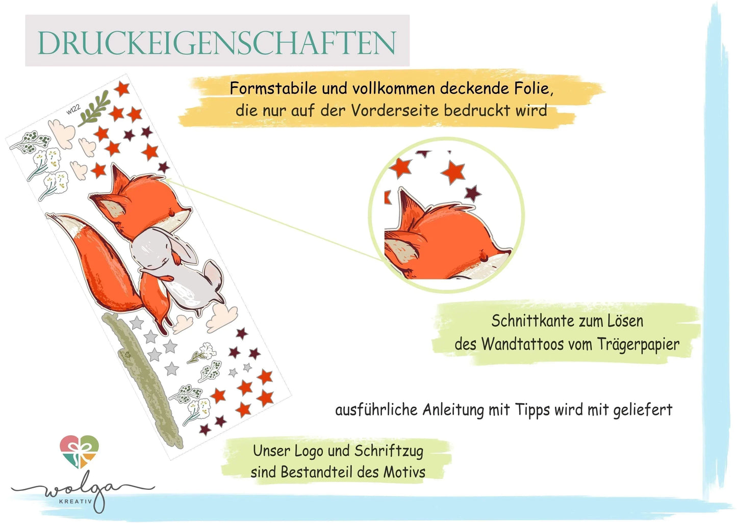 Wandaufkleber Waldtiere Igel Fuchs