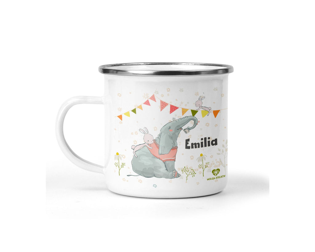Emaille Tasse süße Tiere mit Namen - wolga-kreativ