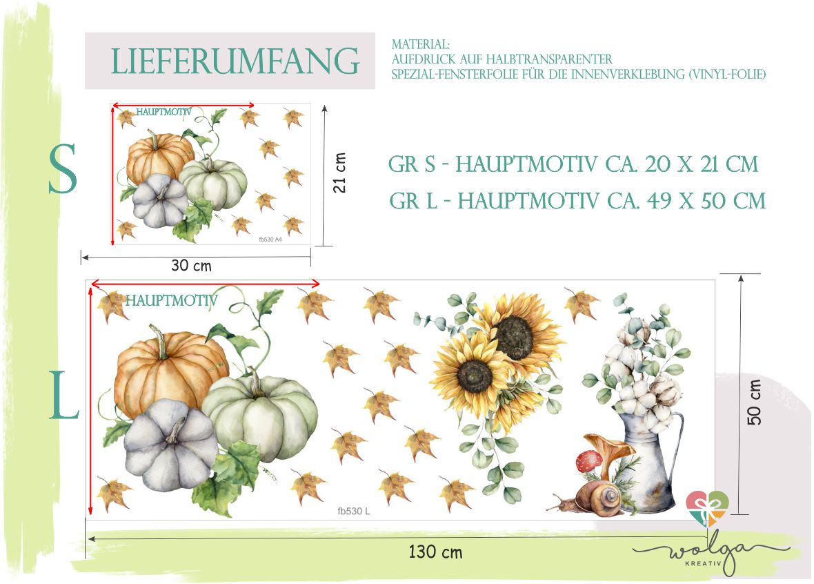 fenstersticker kürbis sonnenblumen wolga-kreativ