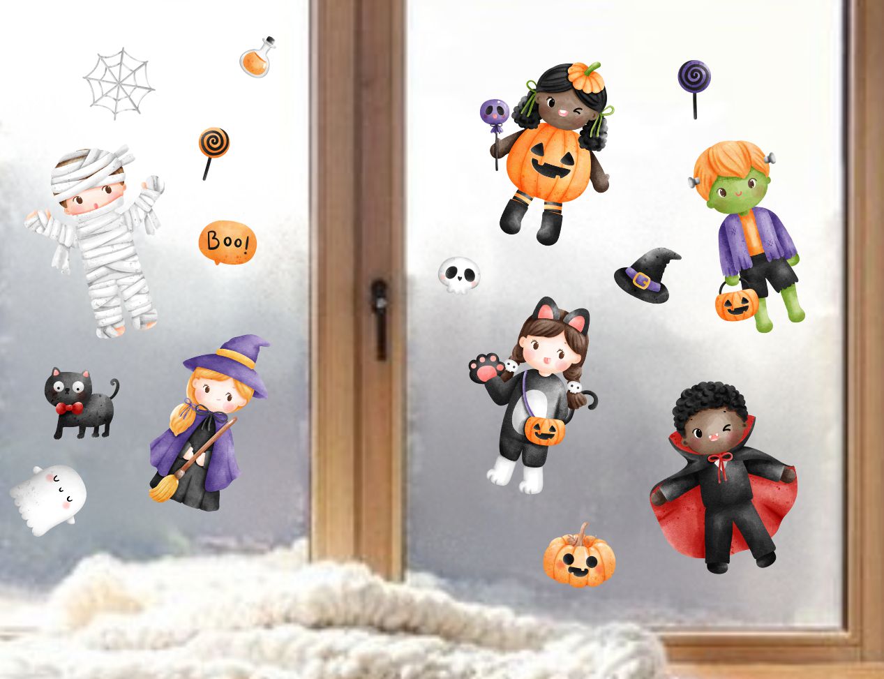 Fensterdeko Halloween Kinderkostüme