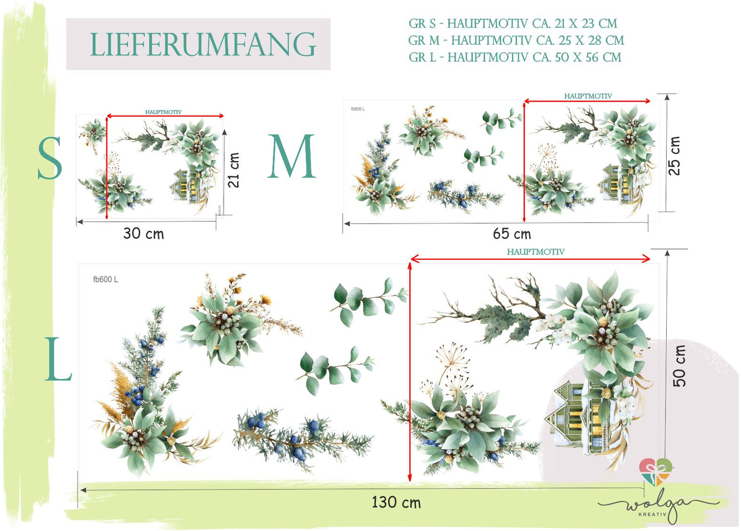 Fenstersticker Winter Haus Blumen