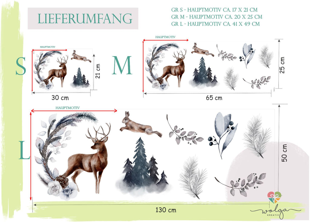 Fenstersticker Winter Hirsch Hase