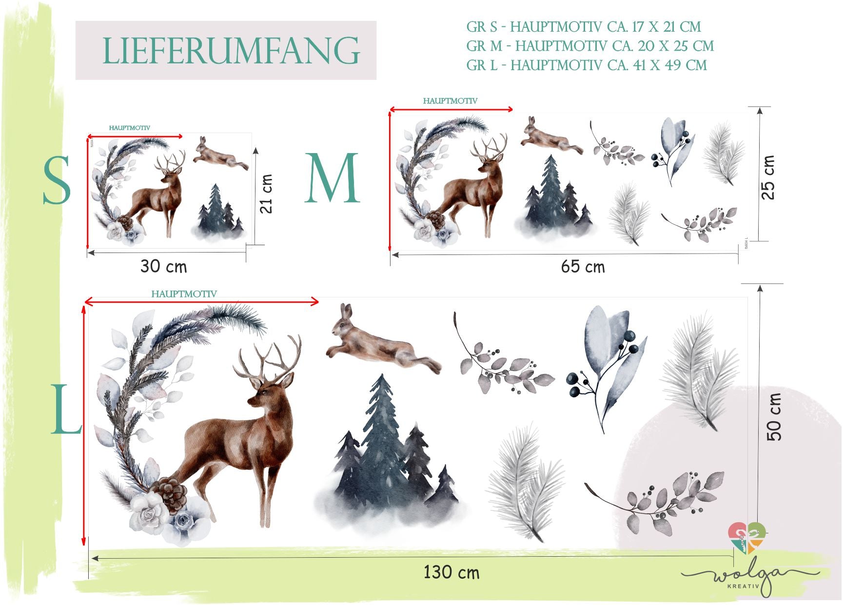 Fenstersticker Winter Hirsch Hase
