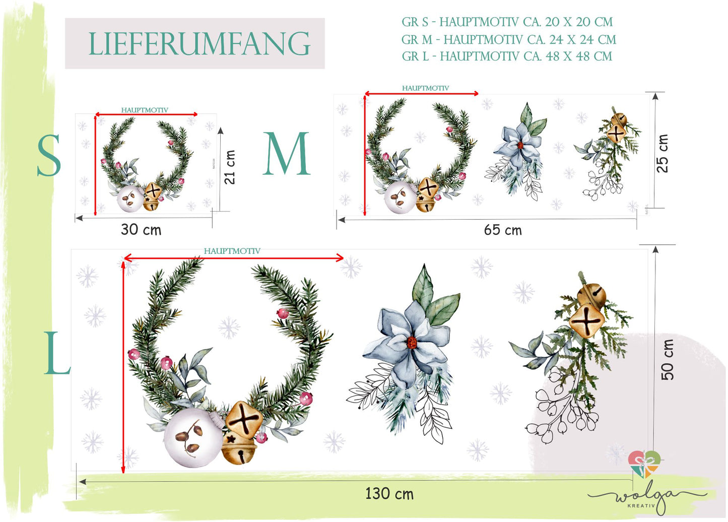 Fensteraufkleber Adventskranz Glaskugel