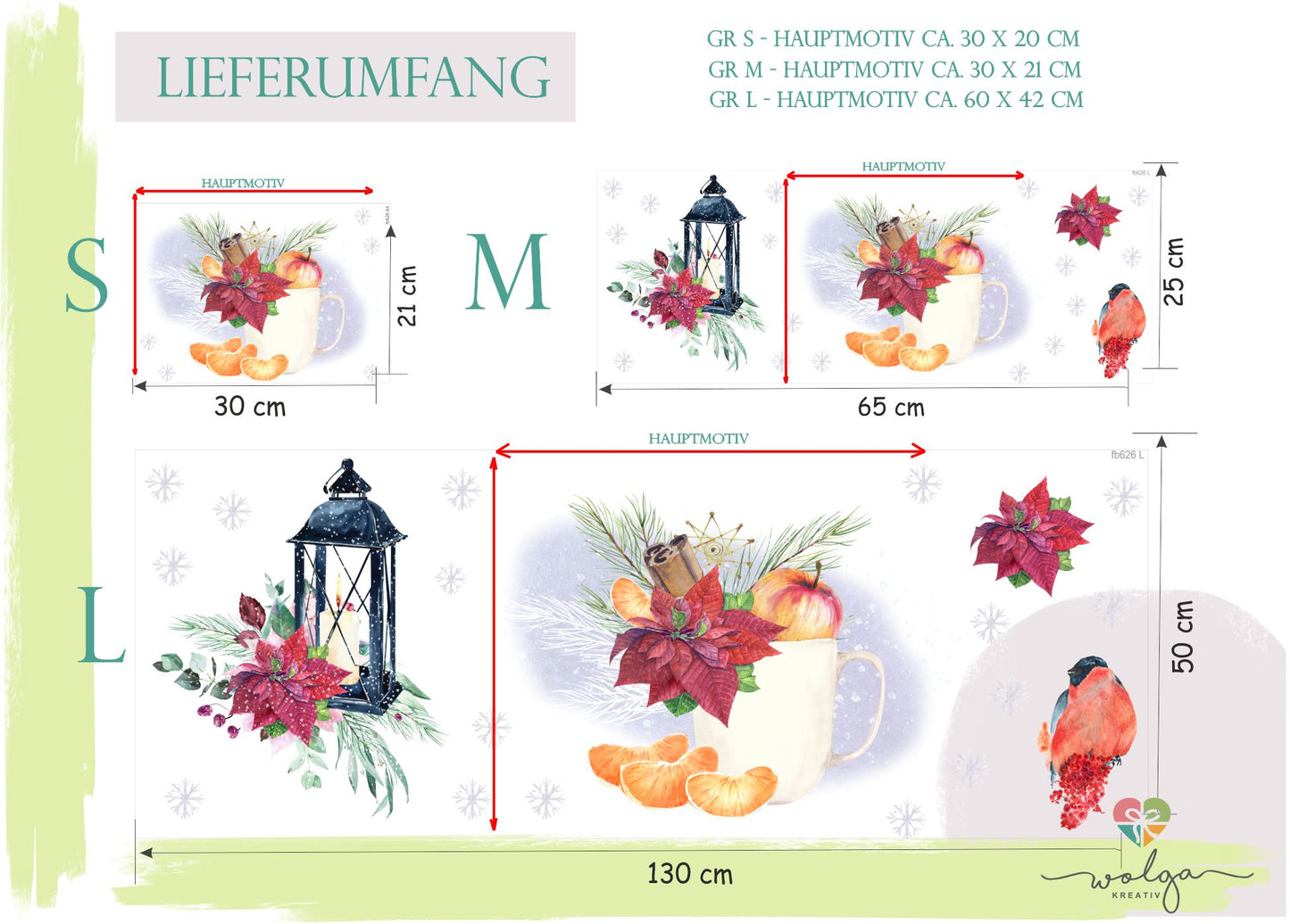 Fensteraufkleber Weihnachten Mandarin