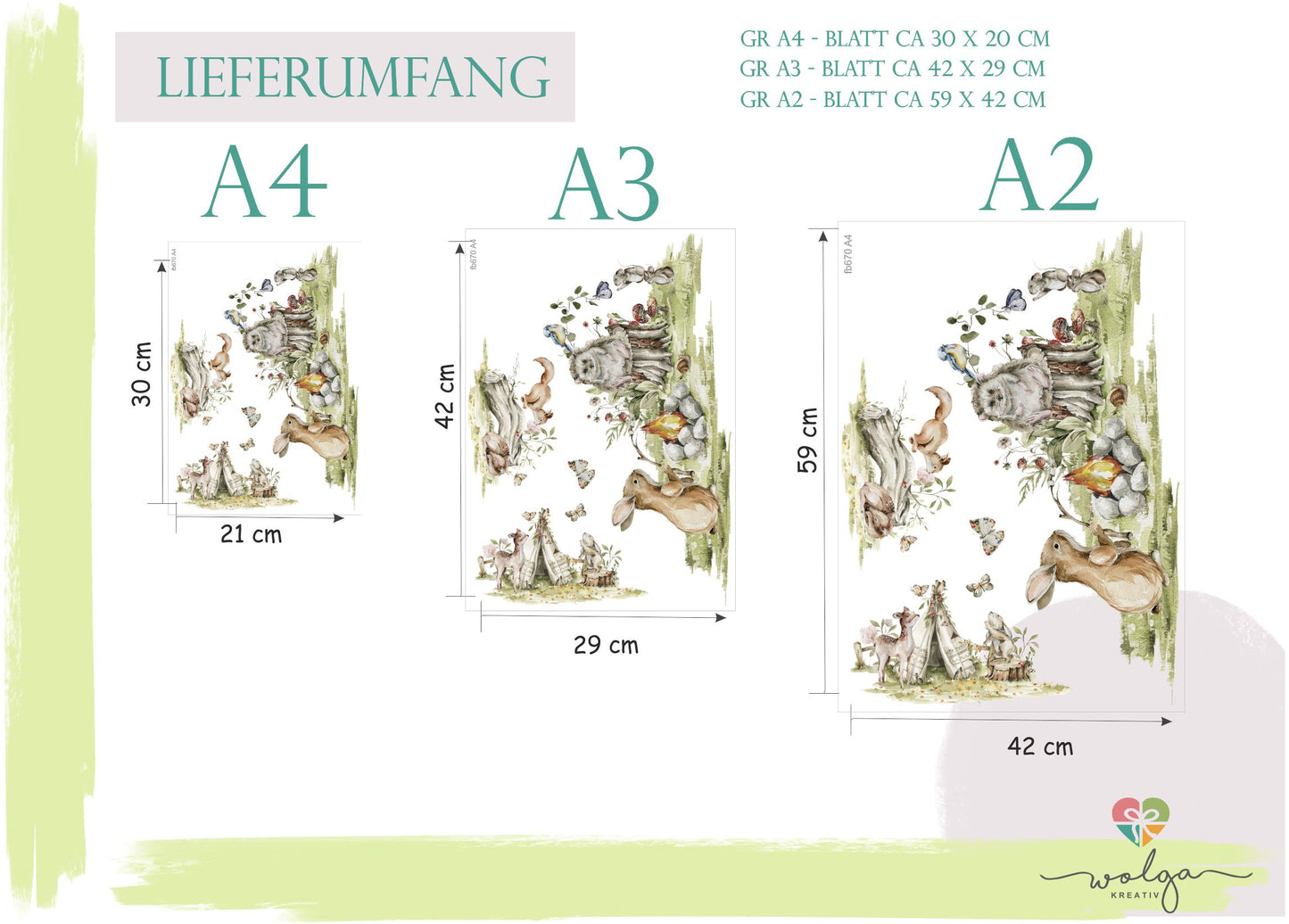 Fensteraufkleber Hase Igel Wald