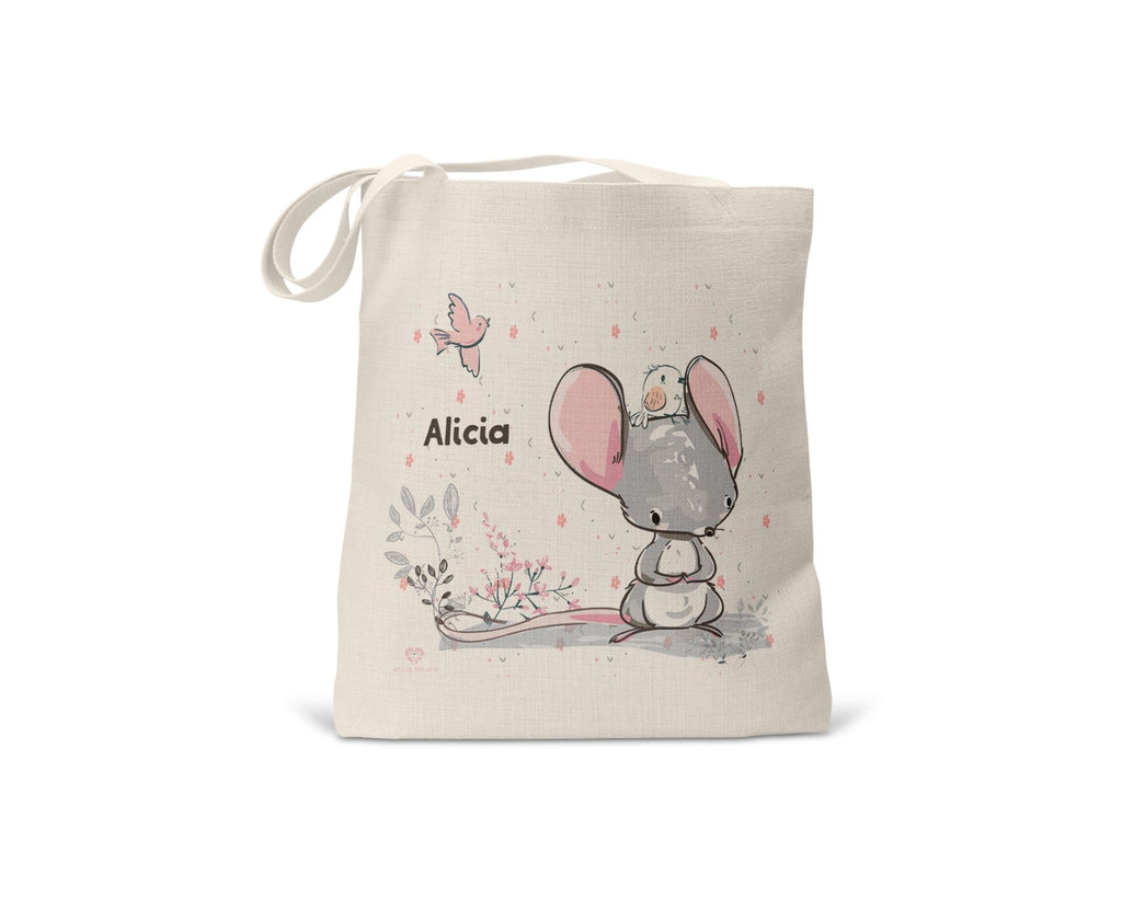 kindertasche stofftasche personalisiert bio Maus name bedruckt wolga-kreativ  