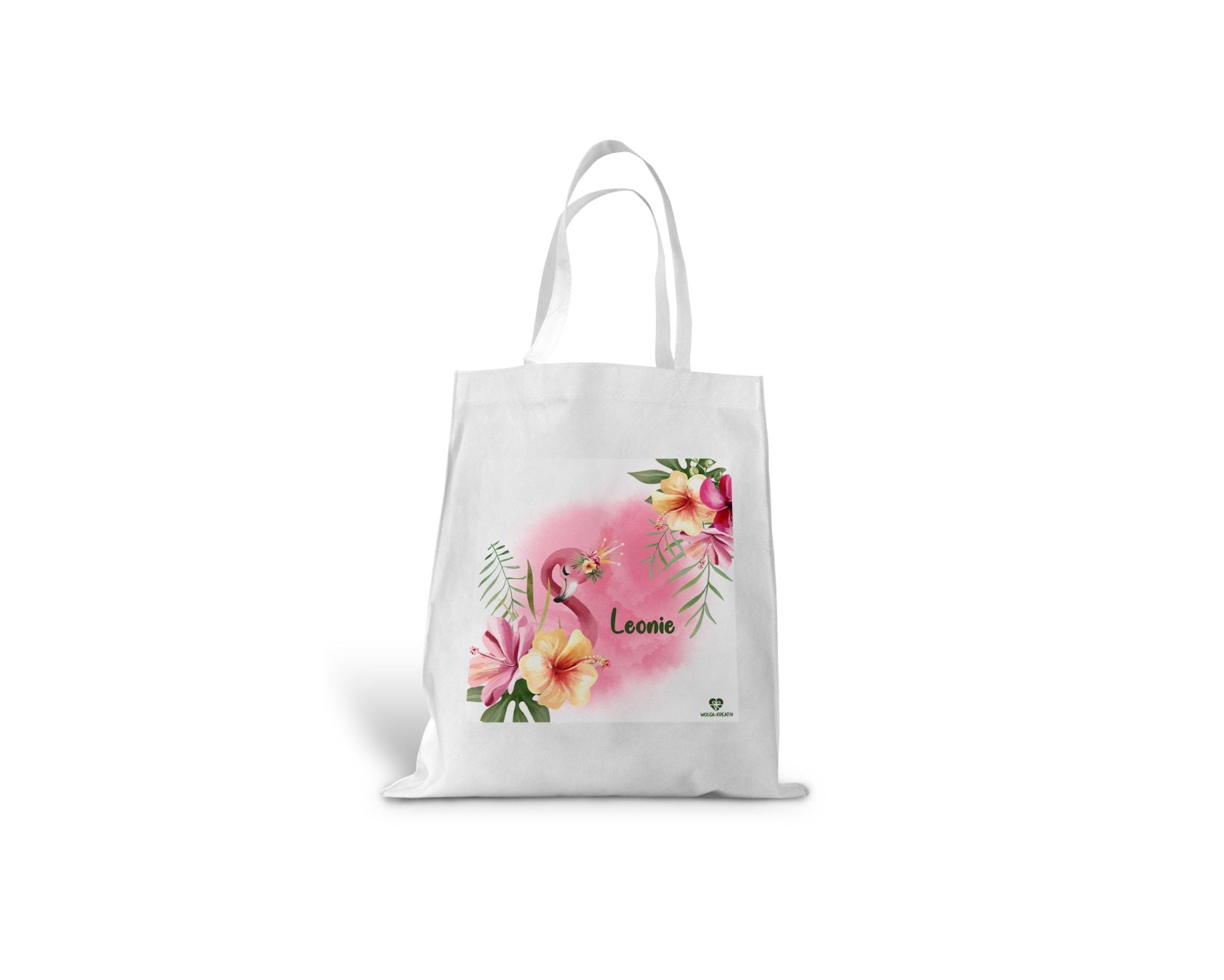 kindertasche stofftasche personalisiert Flamingo name bedruckt wolga-kreativ  