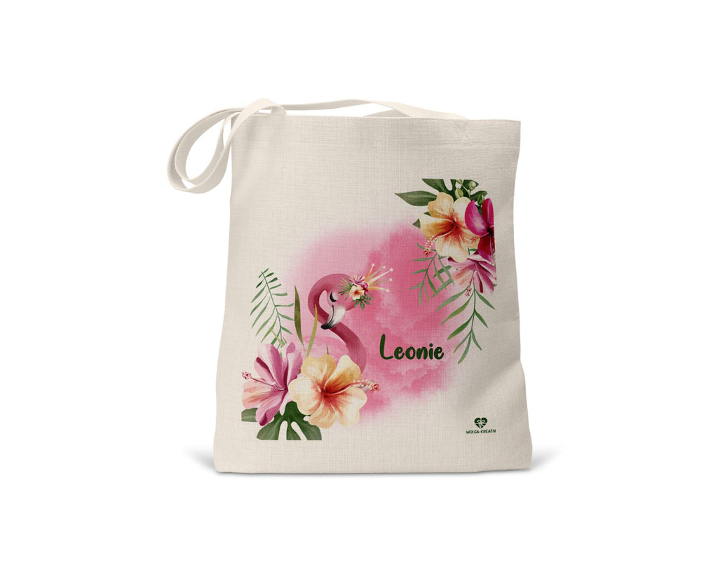 kindertasche stofftasche personalisiert bio Flamingo name bedruckt wolga-kreativ  