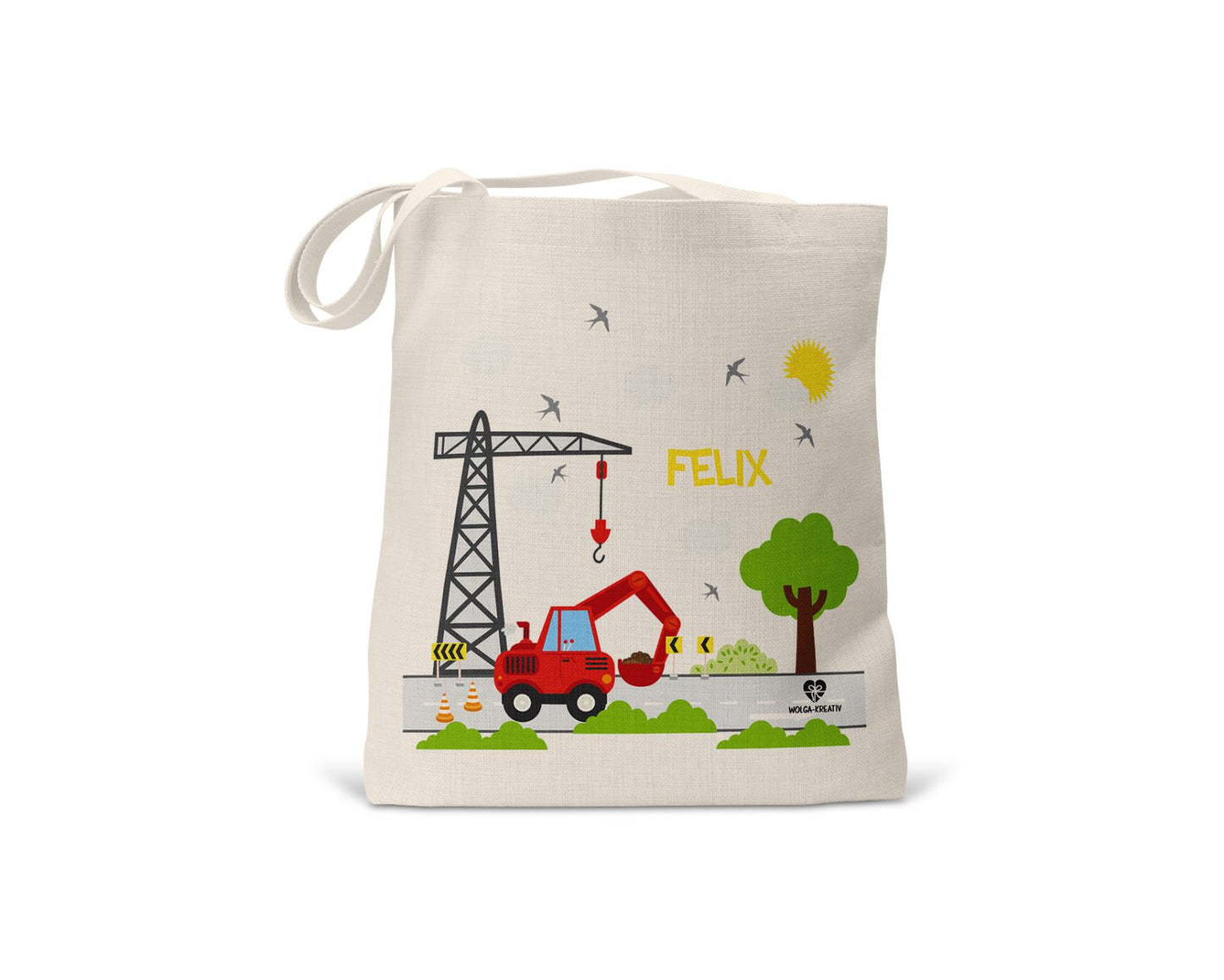 kindertasche stofftasche personalisiert bio Bagger name bedruckt wolga-kreativ  