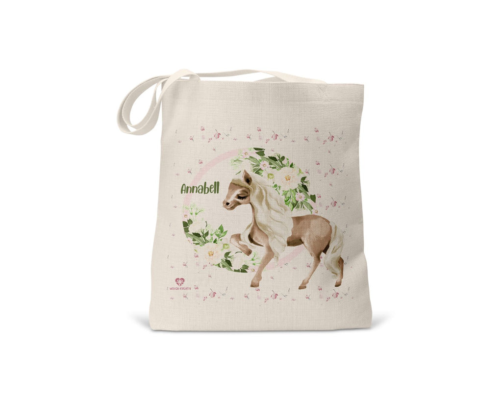 kindertasche stofftasche personalisiert bio Pony Blumen name bedruckt wolga-kreativ  
