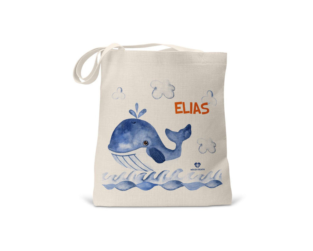 kindertasche stofftasche personalisiert bio Wal name bedruckt wolga-kreativ  