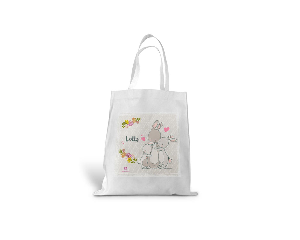 kindertasche stofftasche personalisiert Hasenfamilie name bedruckt wolga-kreativ  