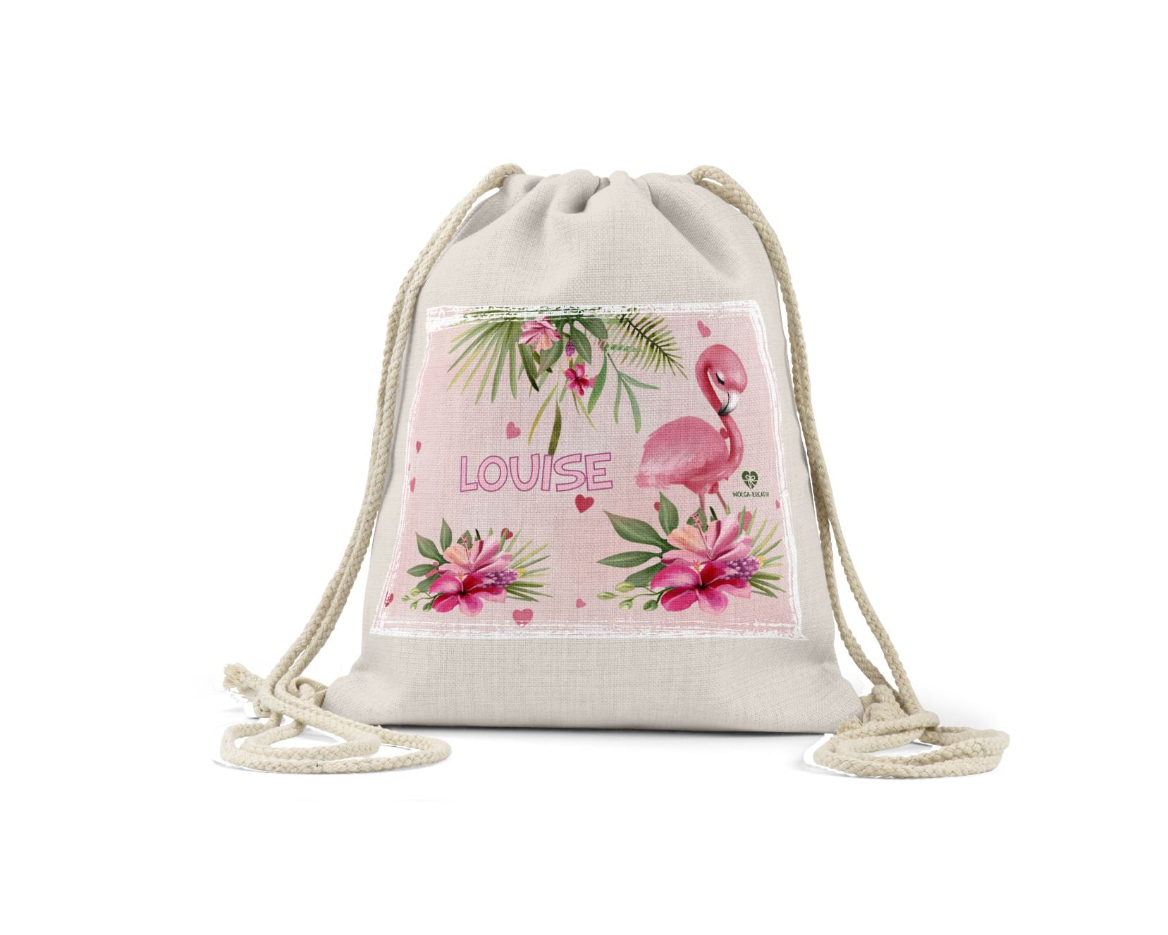 turnbeutel stoffrucksack flamingo blumen mit name wolga-kreativ