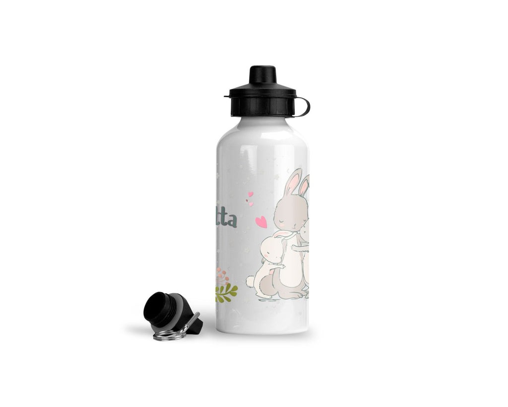 personalisierte trinkflasche Hasenfamilie kindergarten schule name wolga-kreativ