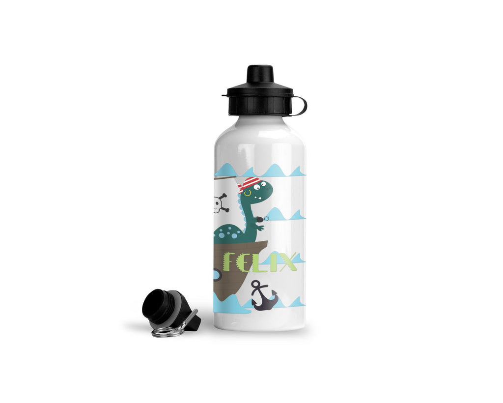personalisierte trinkflasche Dino Piraten kindergarten schule name wolga-kreativ