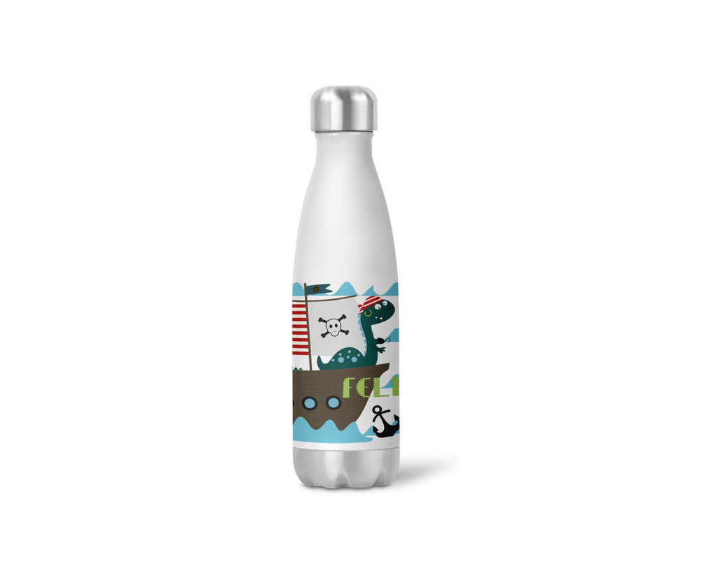 thermoflasche isolierflasche trinkflasche personalisiert Dino Piraten wolga-kreativ