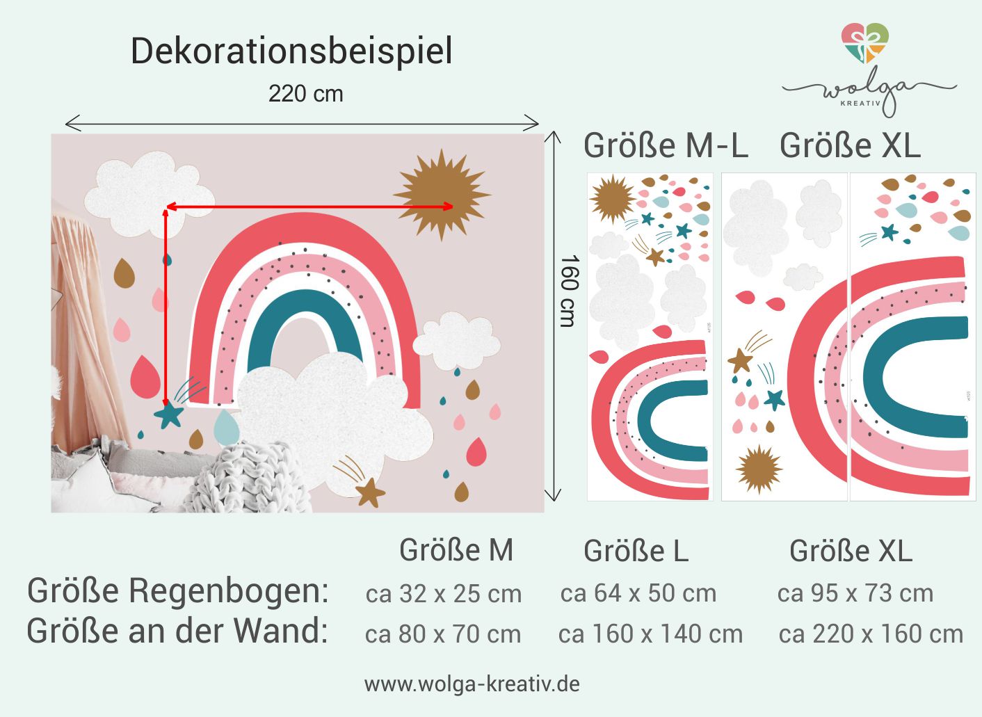 Wandtattoo Regenbogen Sonne