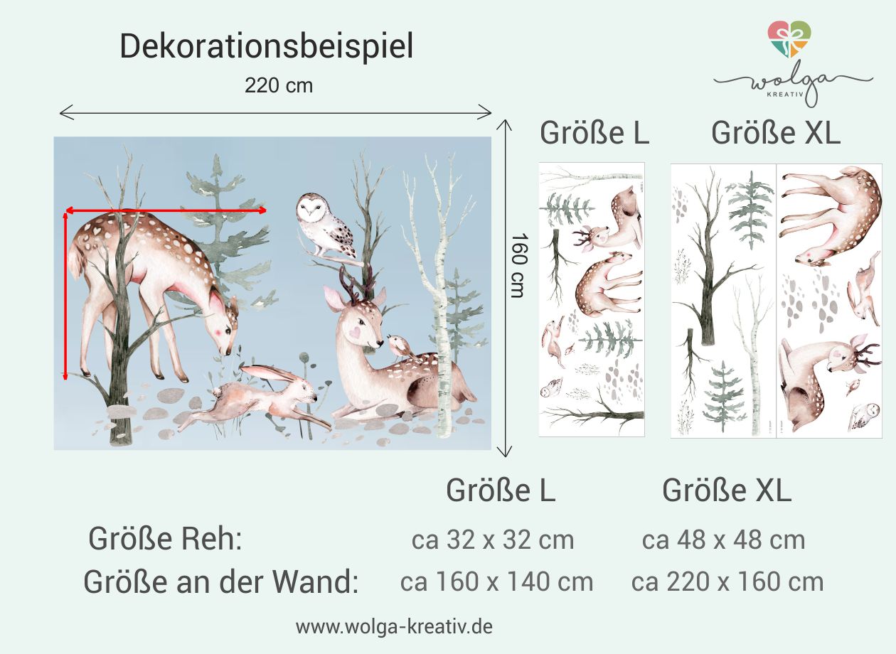 Wandtattoo Wald Reh Hase